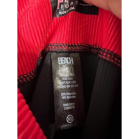 Beach Riot Sport Legging Women Extra Small Ribbed Red Black Striped Activewear - Picture 4 of 8